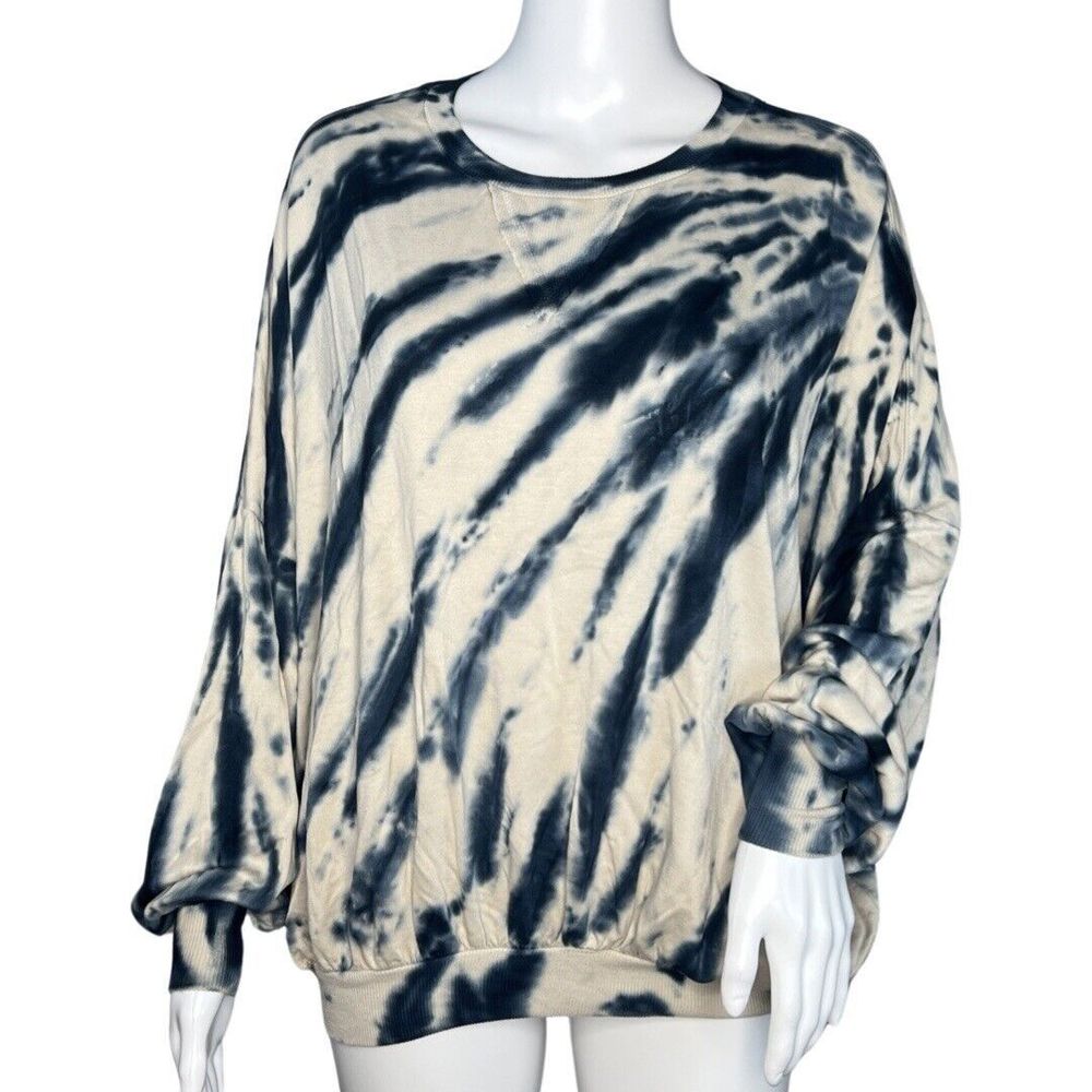 Young Fabulous & Broke Sweatshirt Womens Small Blue Cream Tie Dye Casual Lounge